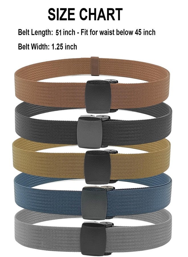 HOANAN 5-Pack Metal-Free Nylon Belts, 1.25 Inch Belts Lightweight TSA-friendly Outdoor Military Plastic Belt, Cut to Fit (For waist up to 45") - Image 3